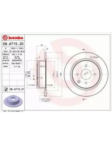 08.A715.20 Disco de freno Brembo