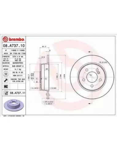 08.A737.10 Disco de freno Brembo