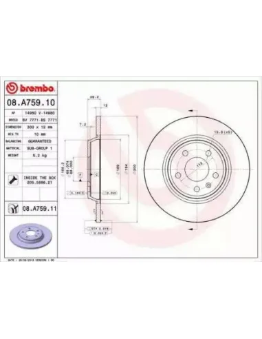 08.A759.10 Disco de freno Brembo