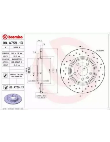 08A7591X Disco de freno Brembo