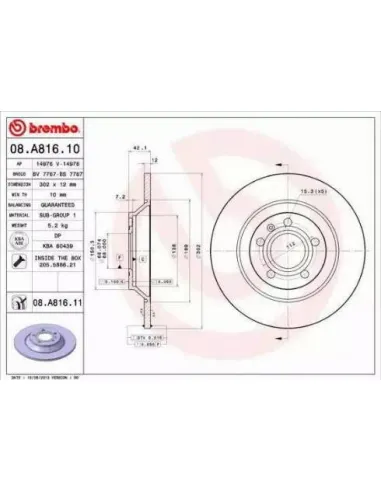 08.A816.10 Disco de freno Brembo