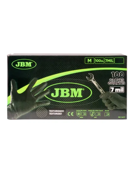 54177 Guantes negros Desechables De nitrilo T:M 7,0Mil100 Uds. JBM