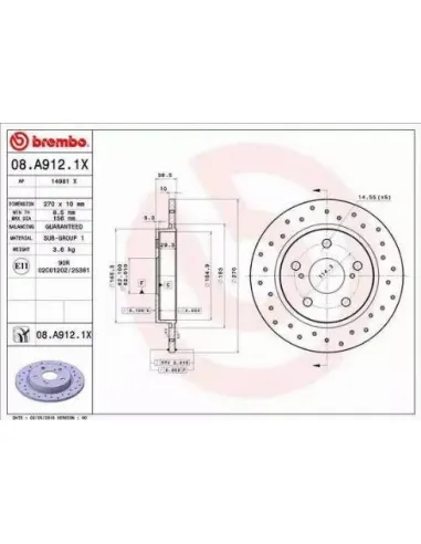 08A9121X Disco de freno Brembo