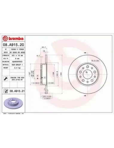 08.A915.20 Disco de freno Brembo