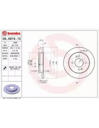 08.A916.10 Disco de freno Brembo