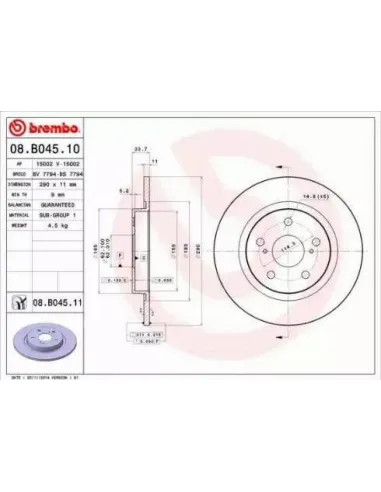 08.B045.10 Disco de freno Brembo