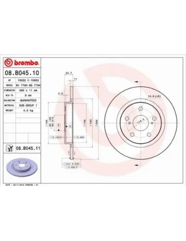 08.B045.11 Disco de freno Brembo