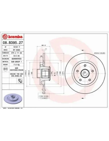 08.B395.27 Disco de freno Brembo