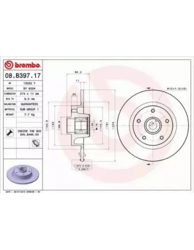 08.B397.17 Disco de freno Brembo