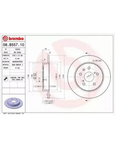 08.B557.10 Disco de freno Brembo