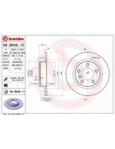 08.B649.10 Disco de freno Brembo