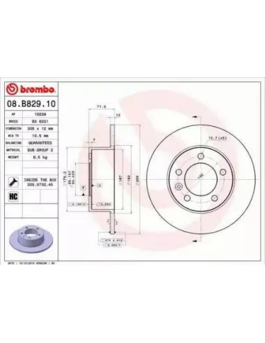 08.B829.10 Disco de freno Brembo