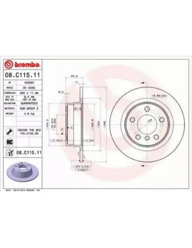 08.C115.11 Disco de freno Brembo