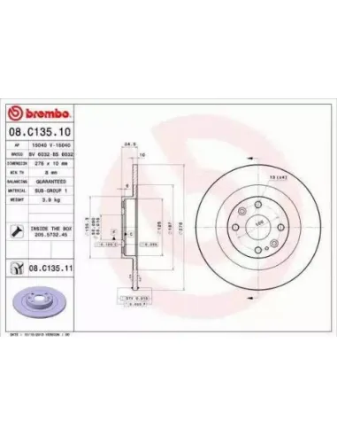 08.C135.10 Disco de freno Brembo