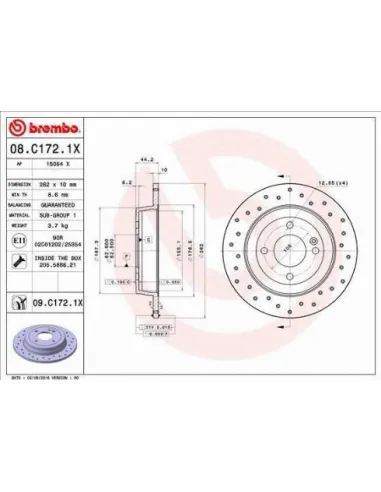 08C1721X Disco de freno Brembo