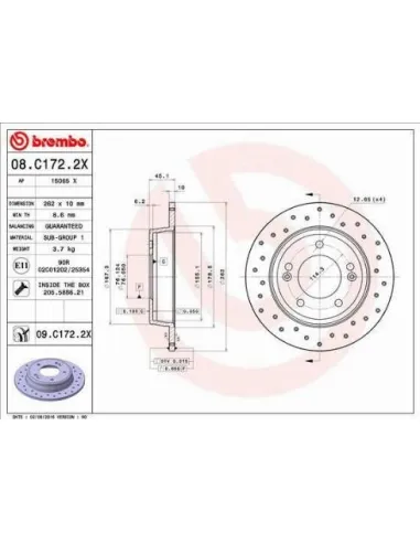 08C1722X Disco de freno Brembo