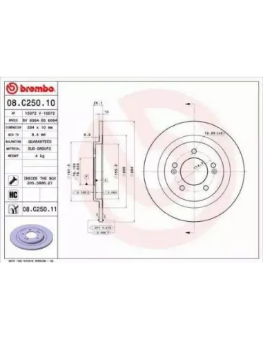 08.C250.10 Disco de freno Brembo