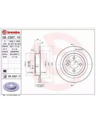 08.C307.11 Disco de freno Brembo