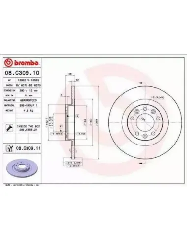 08.C309.11 Disco de freno Brembo