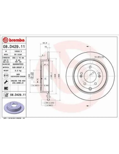 08.D429.11 Disco de freno Brembo