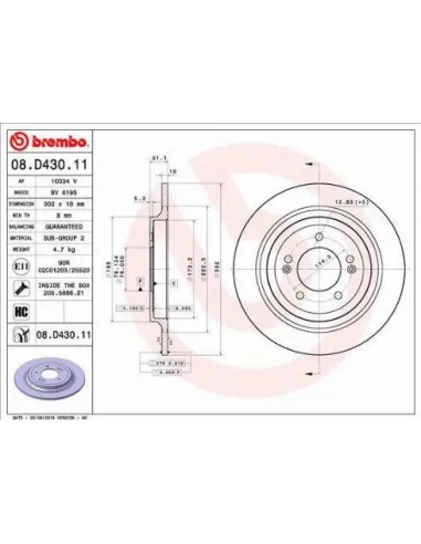 08.D430.11 Disco de freno Brembo