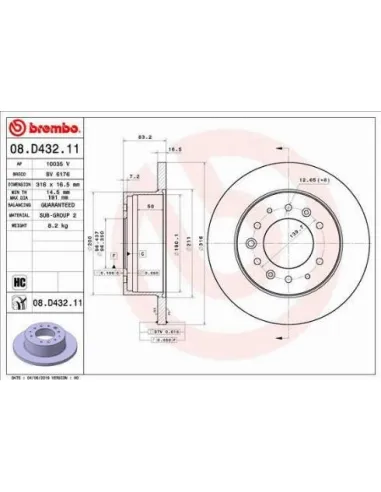 08.D432.11 Disco de freno Brembo