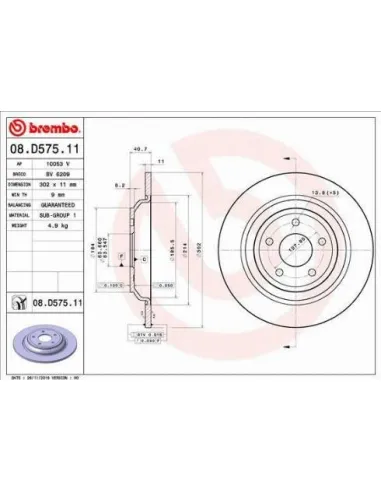 08.D575.11 Disco de freno Brembo