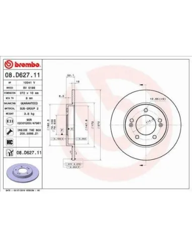 08.D627.11 Disco de freno Brembo