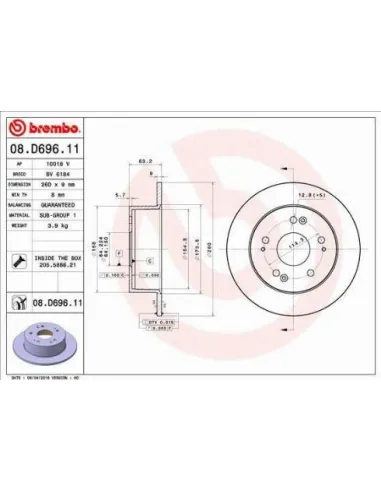 08.D696.11 Disco de freno Brembo