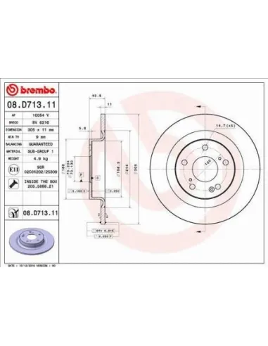 08.D713.11 Disco de freno Brembo