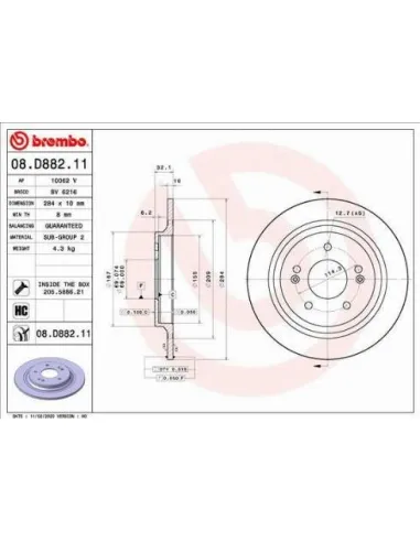 08.D882.11 Disco de freno Brembo