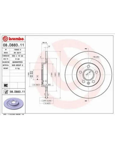 08.D883.11 Disco de freno Brembo