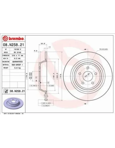 08.N258.21 Disco de freno Brembo