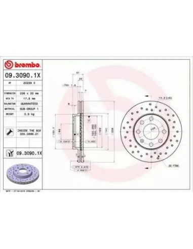 0930901X Disco de freno Brembo