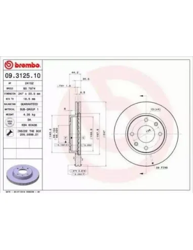 09.3125.10 Disco de freno Brembo