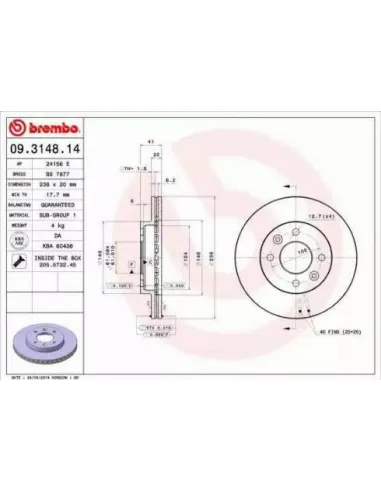 09.3148.14 Disco de freno Brembo