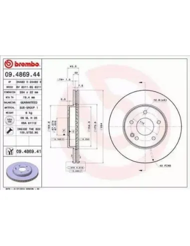 09.4869.41 Disco de freno Brembo