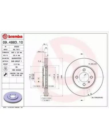 09.4883.10 Disco de freno Brembo