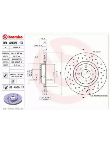 0949391X Disco de freno Brembo