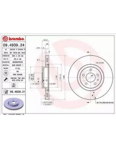 09.4939.21 Disco de freno Brembo