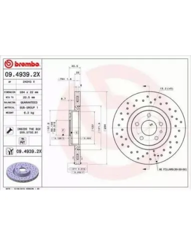 0949392X Disco de freno Brembo