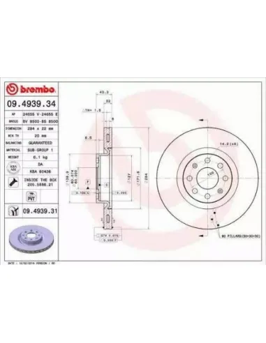 09.4939.31 Disco de freno Brembo