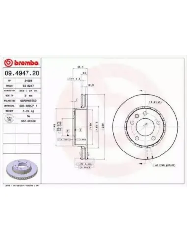 09.4947.20 Disco de freno Brembo