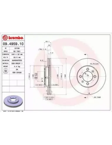 09.4959.10 Disco de freno Brembo