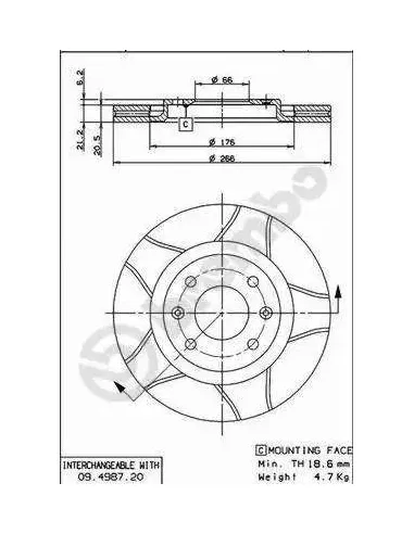 09498776 Disco de freno Brembo