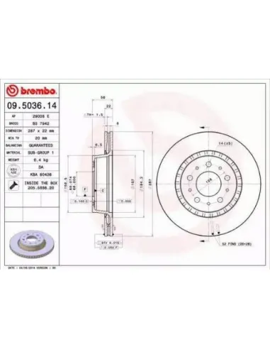 09.5036.14 Disco de freno Brembo