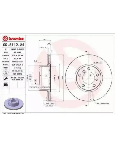 09.5142.24 Disco de freno Brembo