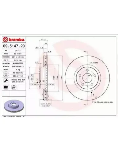 09.5147.20 Disco de freno Brembo