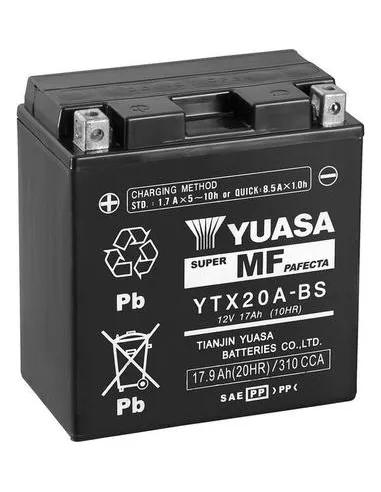 Batería Yuasa YTX20A-BS  MOTO 17AH