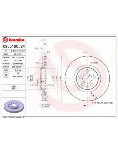 09.5180.24 Disco de freno Brembo